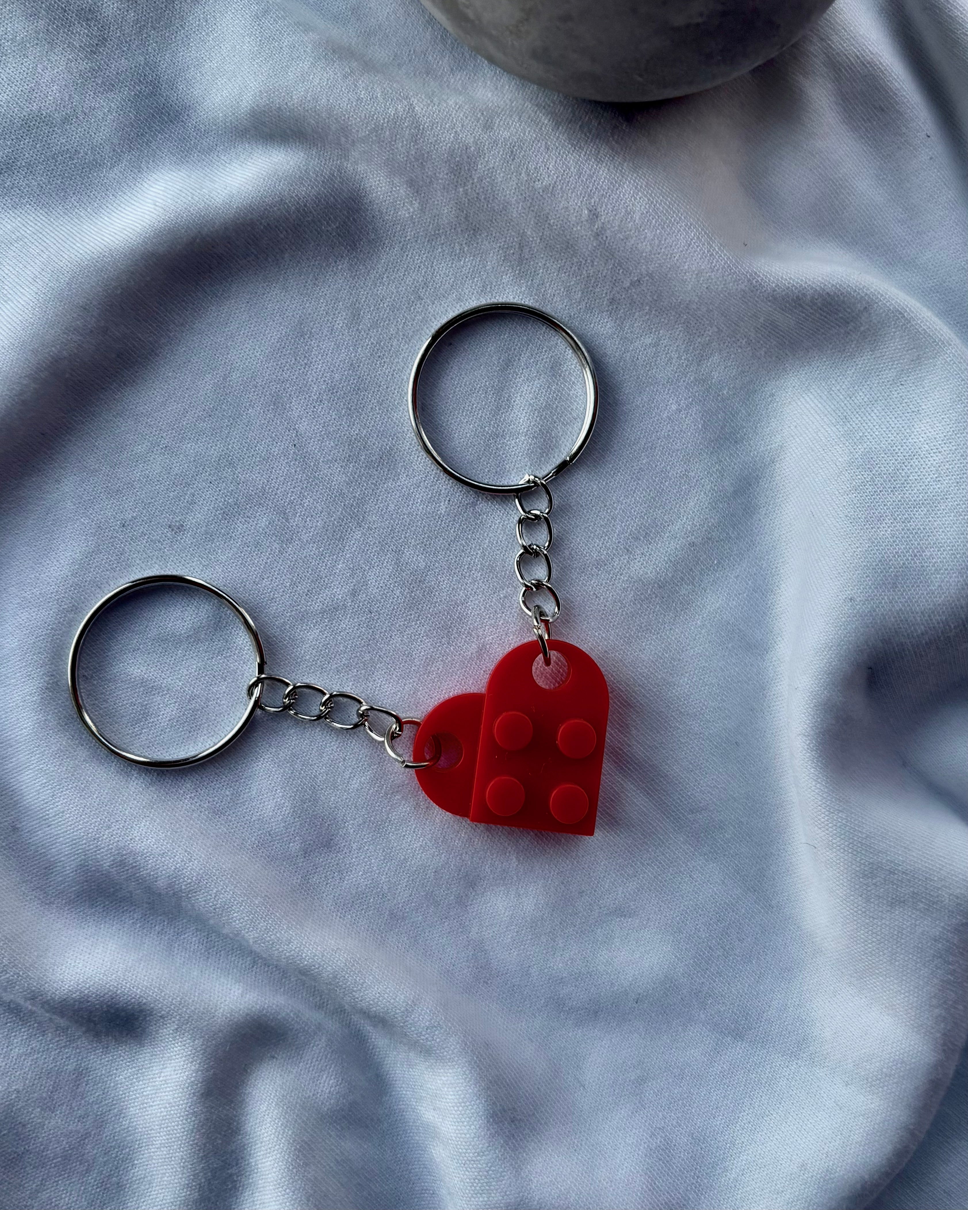 Couple heart keychains
