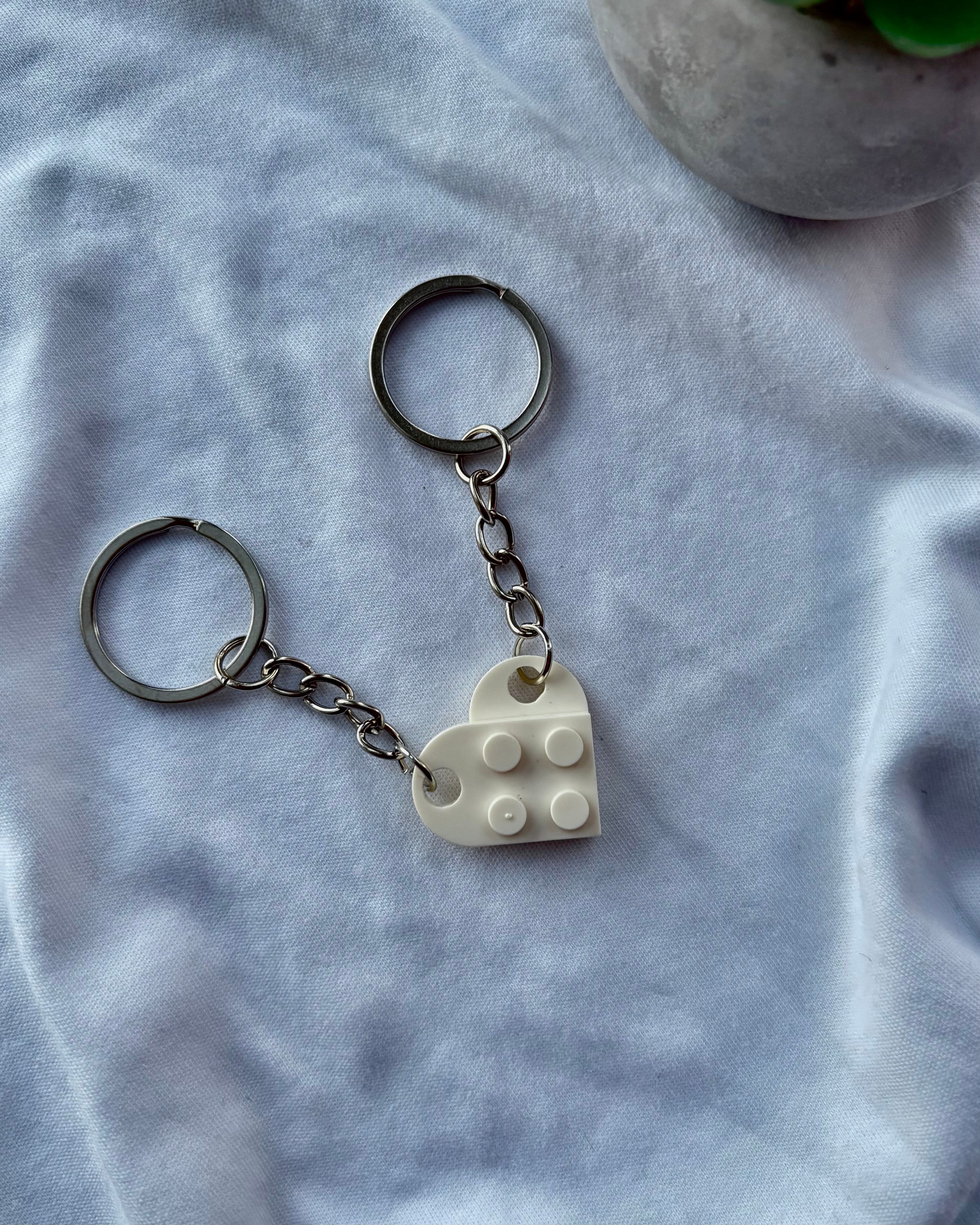 Couple heart keychains