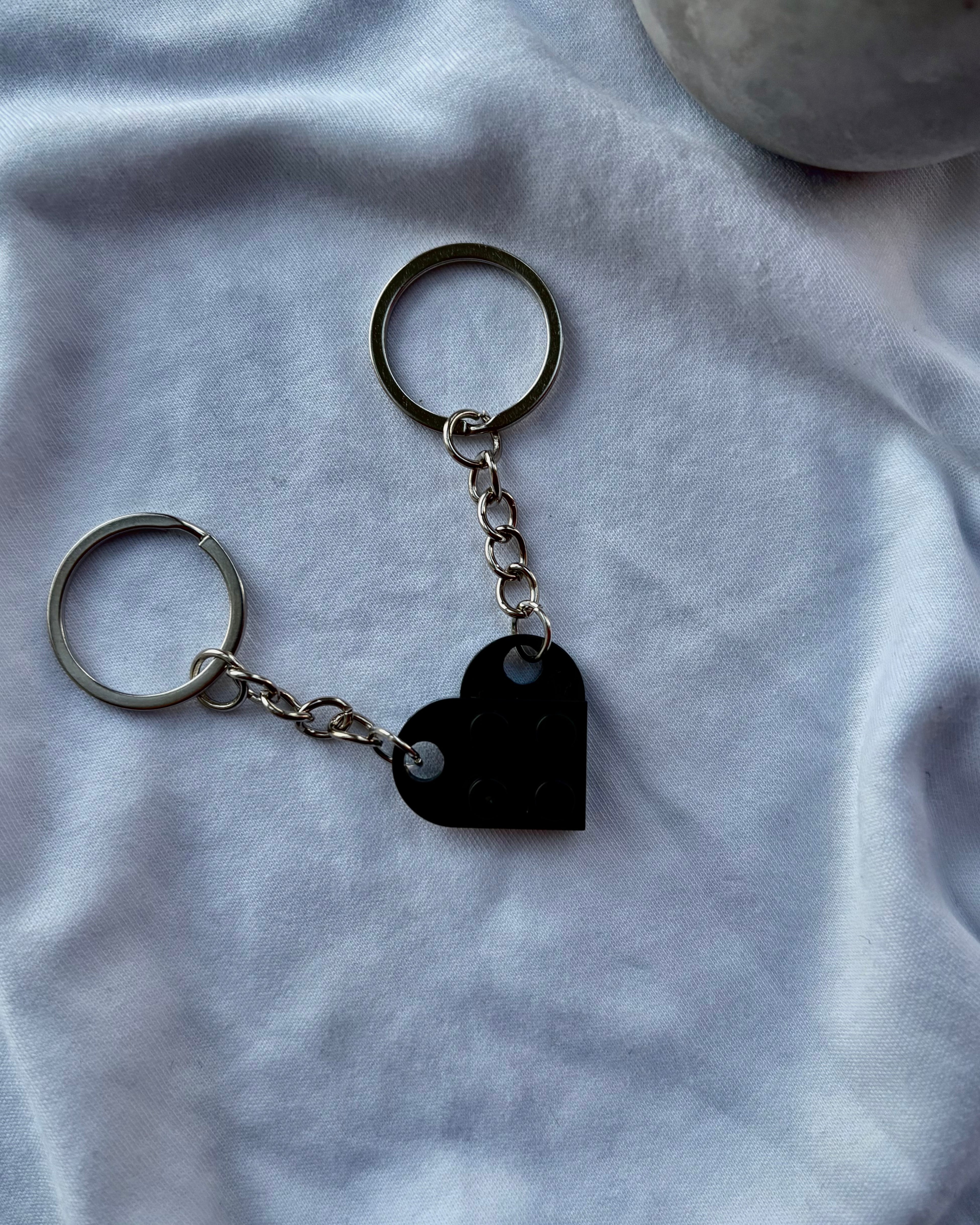 Couple heart keychains
