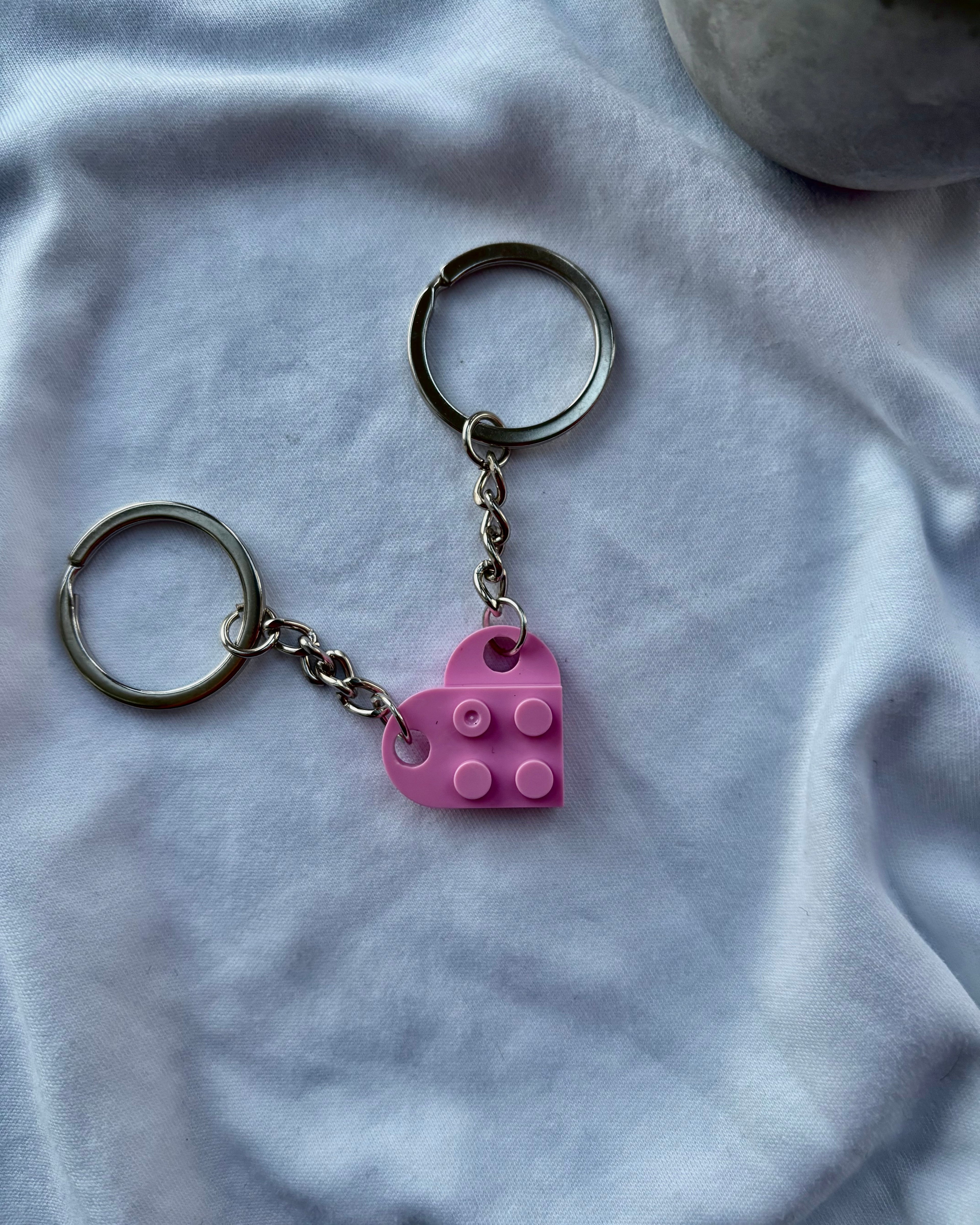 Couple heart keychains