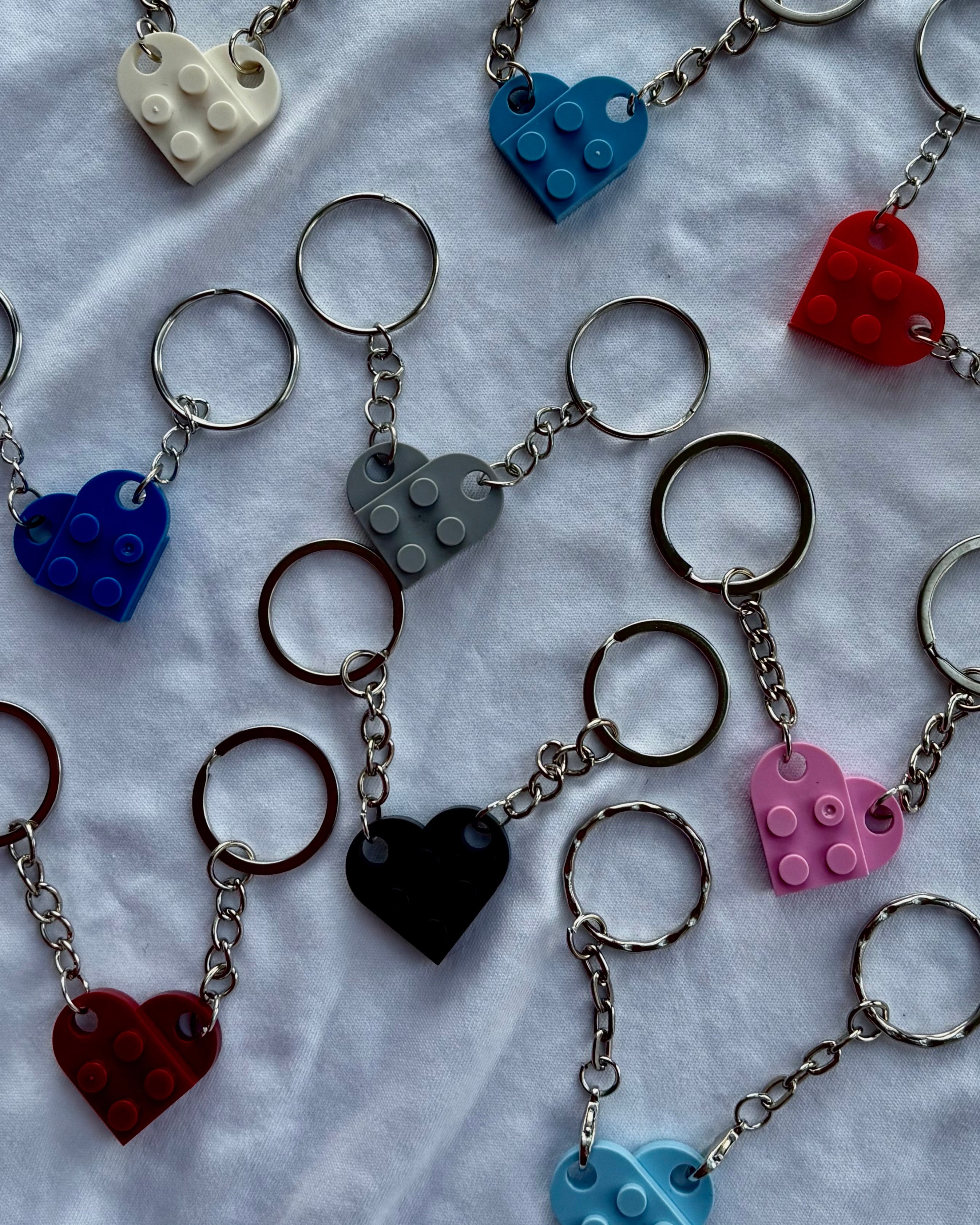 Couple heart keychains