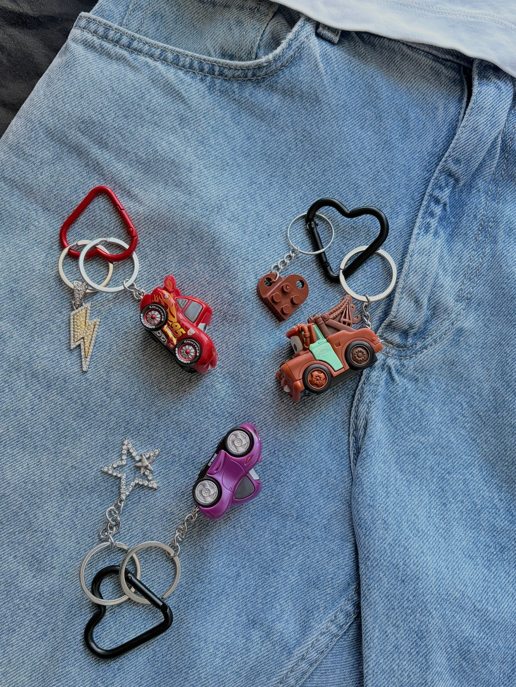 Mini Disney Cars keychains ( McQueen,Mater,Holley )